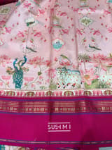 Pastel Pink Pichwai Printed Kanjeevaram Silk Saree