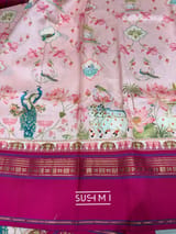 Pastel Pink Pichwai Printed Kanjeevaram Silk Saree