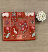 Reddish Orange Kora-Tussar blend Handloom Saree with Tissue embroidered Skirt Border
