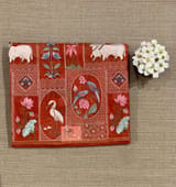 Reddish Orange Kora-Tussar blend Handloom Saree with Tissue embroidered Skirt Border