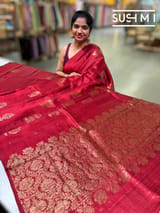 Maroon Red Banarasi Handloom Dupion Rawsilk Saree : S62F108
