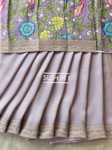 Lilac Banarasi tonchoi with pen kalamkari Blouse : D62F016