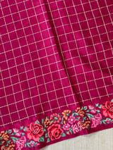 Ruby Pink Mysore Silk Saree with petitepoint embroidery S62110