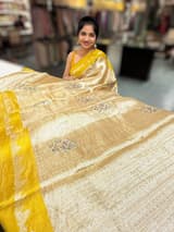 Lemon  Banarasi Brocade Tissue with embroidery