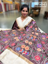 Brown Pure tussar with patola inspired embroidery: S62F194