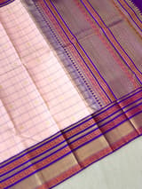 Peach Pink Vintage checks kanjeevaram saree S62F153