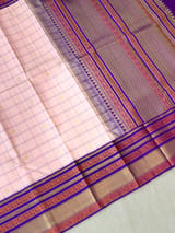 Peach Pink Vintage checks kanjeevaram saree S62F153