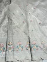 Silver Glass Organza Saree with allover embroidery SS50548