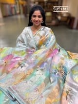 Printed Organza Tissue stripes saree with embroidery