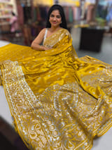 Mustard Pure Mashru Satin Saree with embroidery SS5018