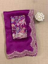 Pure Organza Handwork Saree with heavy Designer Blouse