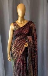 Georgette sequence saree with stitched blouses