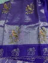 Purple Premium Handloom Designer Tissue saree with exquisite embroidery