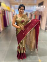 Kora tissue Saree with petite Point embroidery : S62101