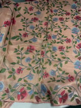 Peach Tissue georgette saree with allover jamdani inspired embroidery