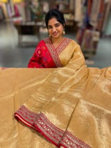 Peach & Reddish Pink Combo Banarasi Tissue Brocade saree SS50216