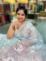 Pure Muslin Ombre Dyed Saree With allover Embroidery