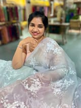 Pure Muslin Ombre Dyed Saree With allover Embroidery