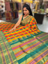 Multi color checks kanjeevaram saree