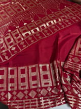 Meroonish Red pure Satin Saree with designer sequence border and blouse SS5038