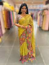Apple Green Handloom Tissue & Pen kalamkari fusion Saree SS50407