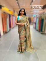 Printed crepe silk with allover sequnce : S62F129