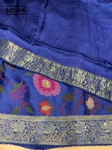 Electric Blue Banaras Mashru Silk with embroidery SS5001