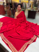 Red Satin Saree