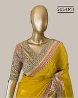 Mustard DesignerOrganza saree