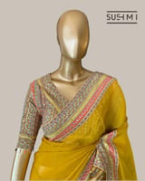Mustard DesignerOrganza saree