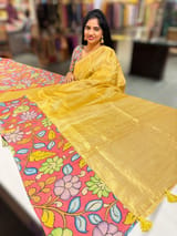Light Gold Handloom Tissue & Pen kalamkari fusion Saree SS50406