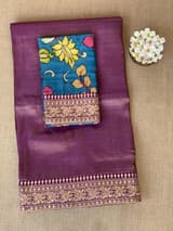 Purple kora Muslin Tissue fusion saree SS50206