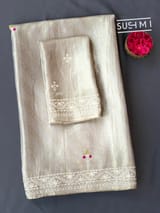 White Brocade Kanjeevaram with  embroidery D62F039