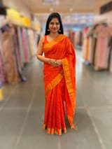 Orange Dhupion Raw Silk Saree with Gharchola bandhini blouse SS55490