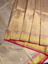 Banarasi Handloom Gold tissue Saree with multi color woven border. SS50419