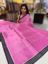 Rose Pink Organza Saree with embroidered blouse SS50273