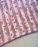 Peach pink Mul silk tissue stripes handloom saree with handpainting