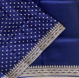 Navy Blue Pure Organza Saree with sabyasachi borders and blouse SS50290