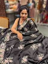 Black Satin Saree with Parsi Gara embroidery SS5028