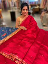 Red Banarasi silk with fusion blouse