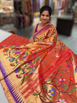 Pure Handloom Allover Tissue Pythani Saree