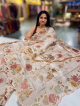 Earthy Tone Pure Organza Applique Work Saree SS50608