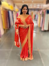 Red Georgette Sequence saree with sabhyasachi borders and printed blouse SS50516