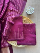 Wine Banarasi Handloom Chiniya Silk 3-pc Suit Set SS50590
