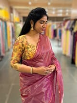 Purple Chanderi Tissue saree with designer tissue blouse