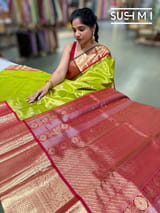 Parrot Green Tissue Vintage Kanjeevaram : S62F122