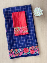 Mysore Silk Saree with petitepoint embroidery S62109