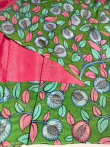 Pink Handloom Mul Tissue & Pen kalamkari fusion Saree