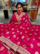 Pink Designer Banarasi Silk Saree