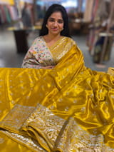 Mustard Pure Mashru Satin Saree with embroidery SS5018